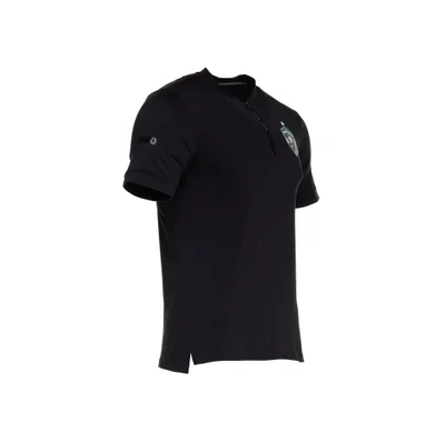 T-shirt Leisure time - black, cotton with 3/4 zip 2024/2025
